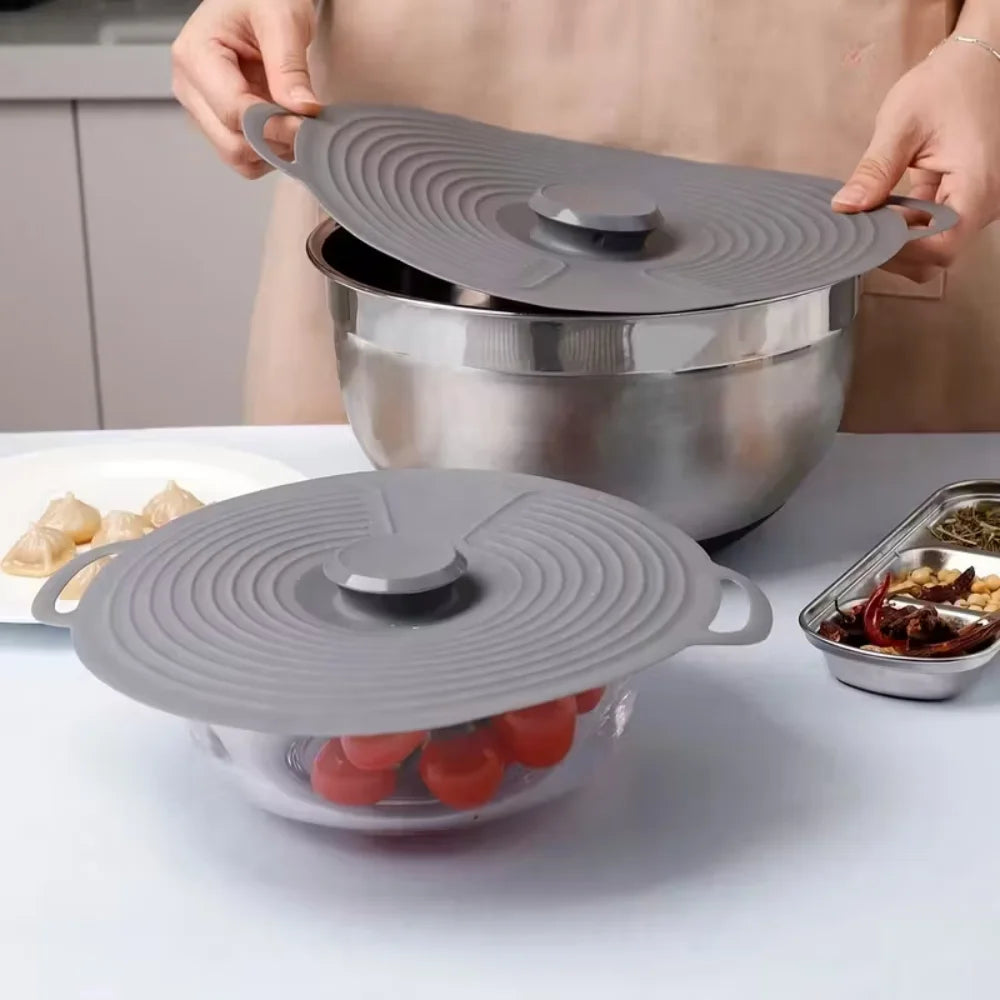 Tapa de silicona reutilizable con agarre para bowls y microondas