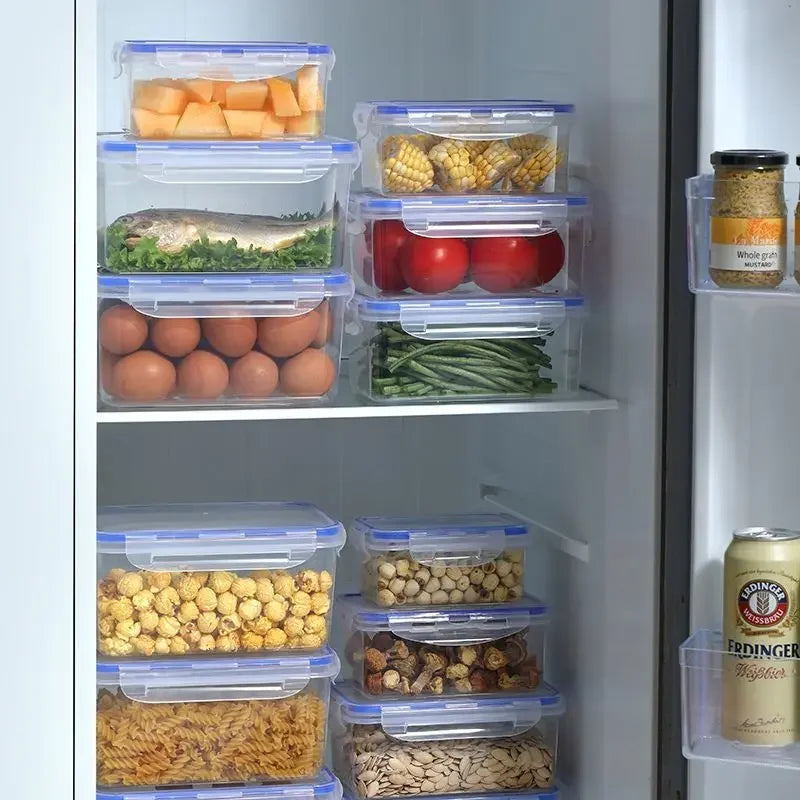 Recipiente rectangular de plástico con tapa para viandas