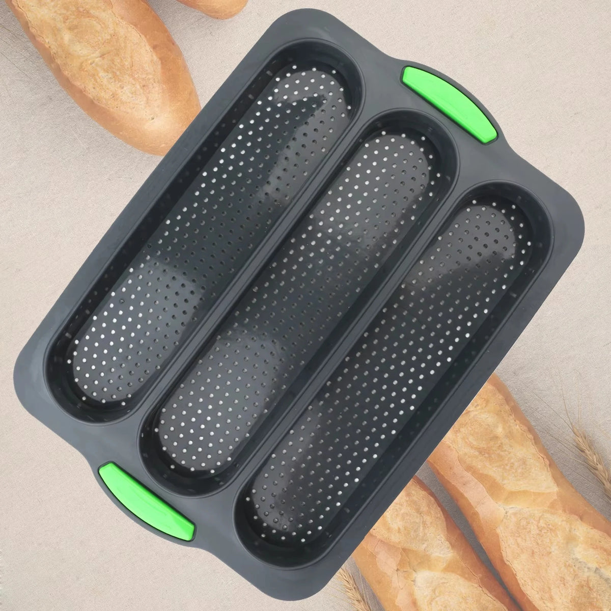 Molde de silicona para pan casero, baguettes y panes de hamburguesa
