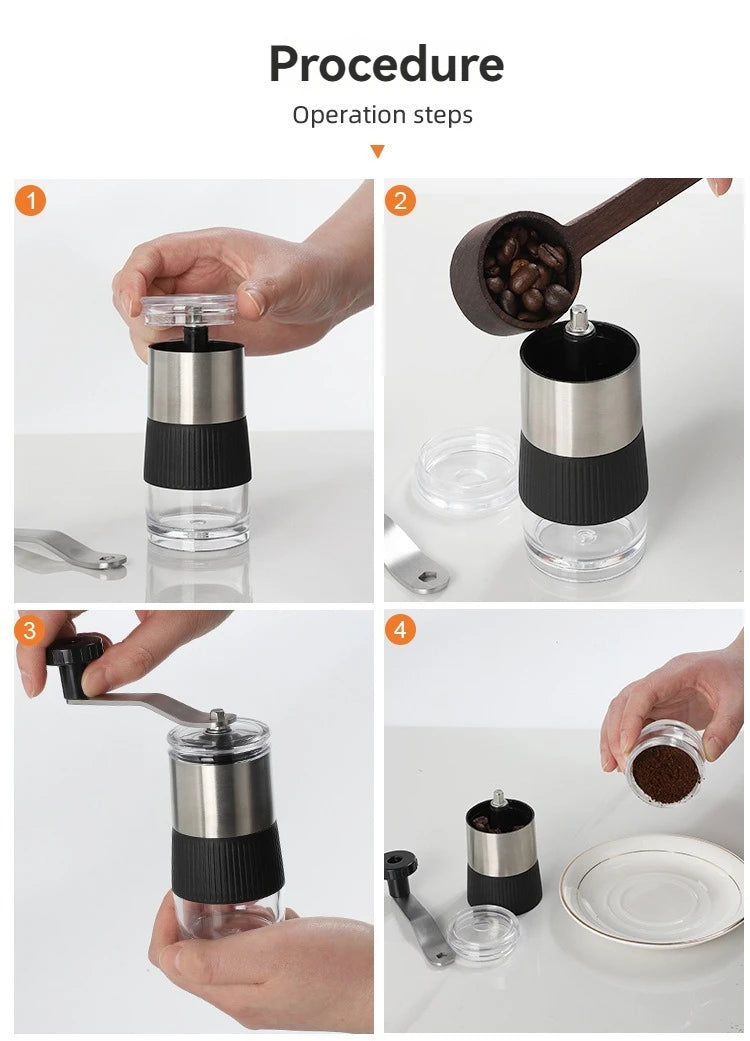 Molinillo de café manual compacto con ajuste de molienda