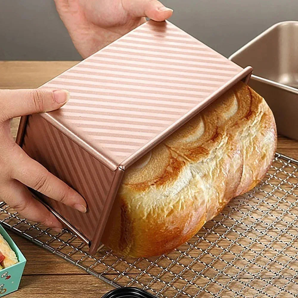 Molde para pan Pullman con tapa de acero al carbono rosa