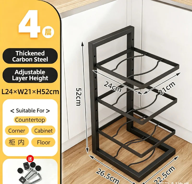Organizador ajustable de acero para ollas y sartenes