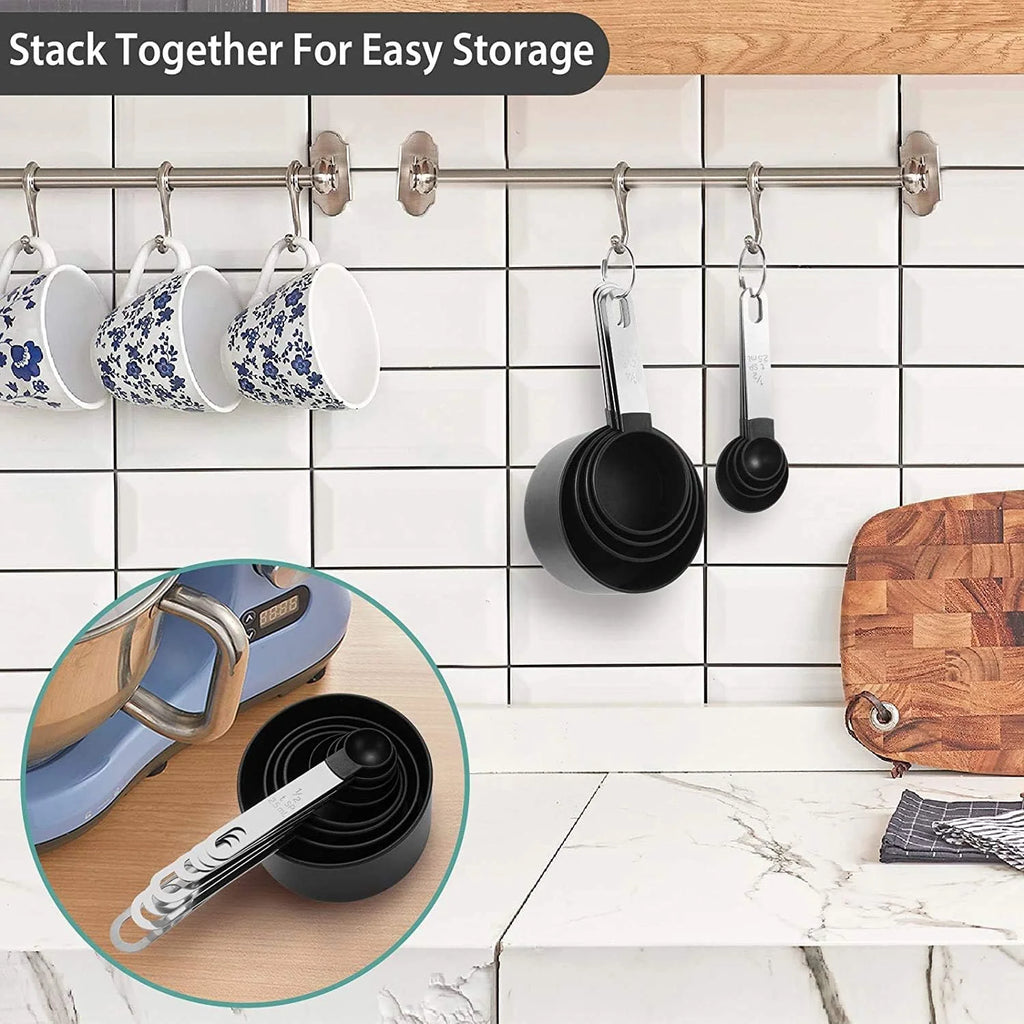 Set apilable de tazas y cucharas medidoras de 8 piezas