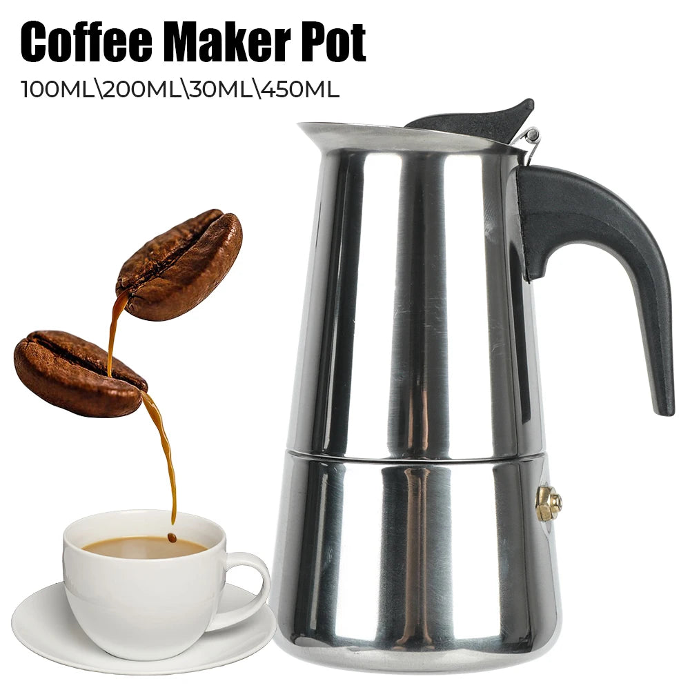 Cafetera italiana de acero inoxidable de 100 a 450 ml