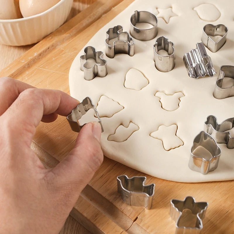 Set de 20 mini cortantes navideños de acero inoxidable para galletitas