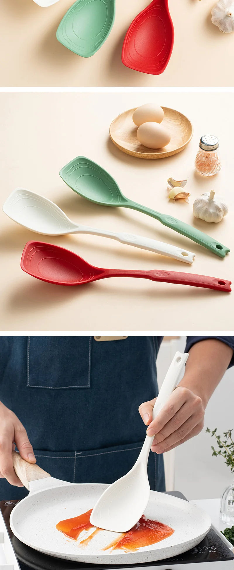 Espátula cuchara 2 en 1 con escala para cocinar