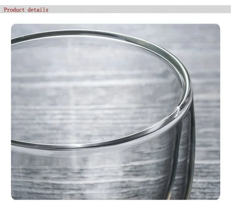 Taza de vidrio borosilicato de doble pared con asa