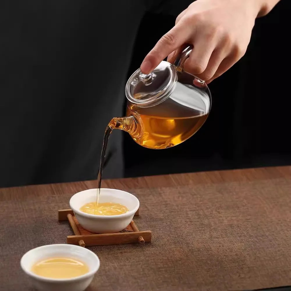 Mini tetera de vidrio resistente al calor con filtro para té