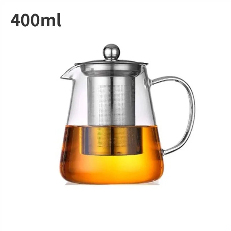 Tetera de vidrio borosilicato con infusor extraíble de acero inoxidable