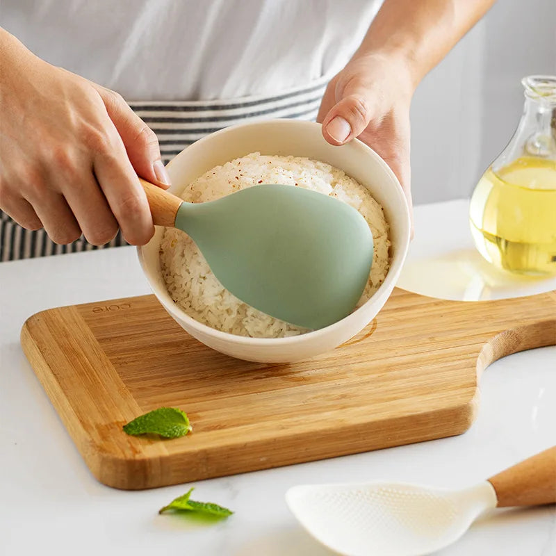 Cuchara de silicona para cocinar y servir arroz