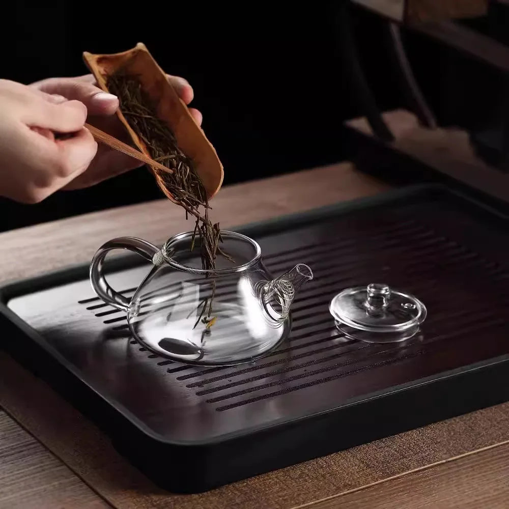 Mini tetera de vidrio resistente al calor con filtro para té