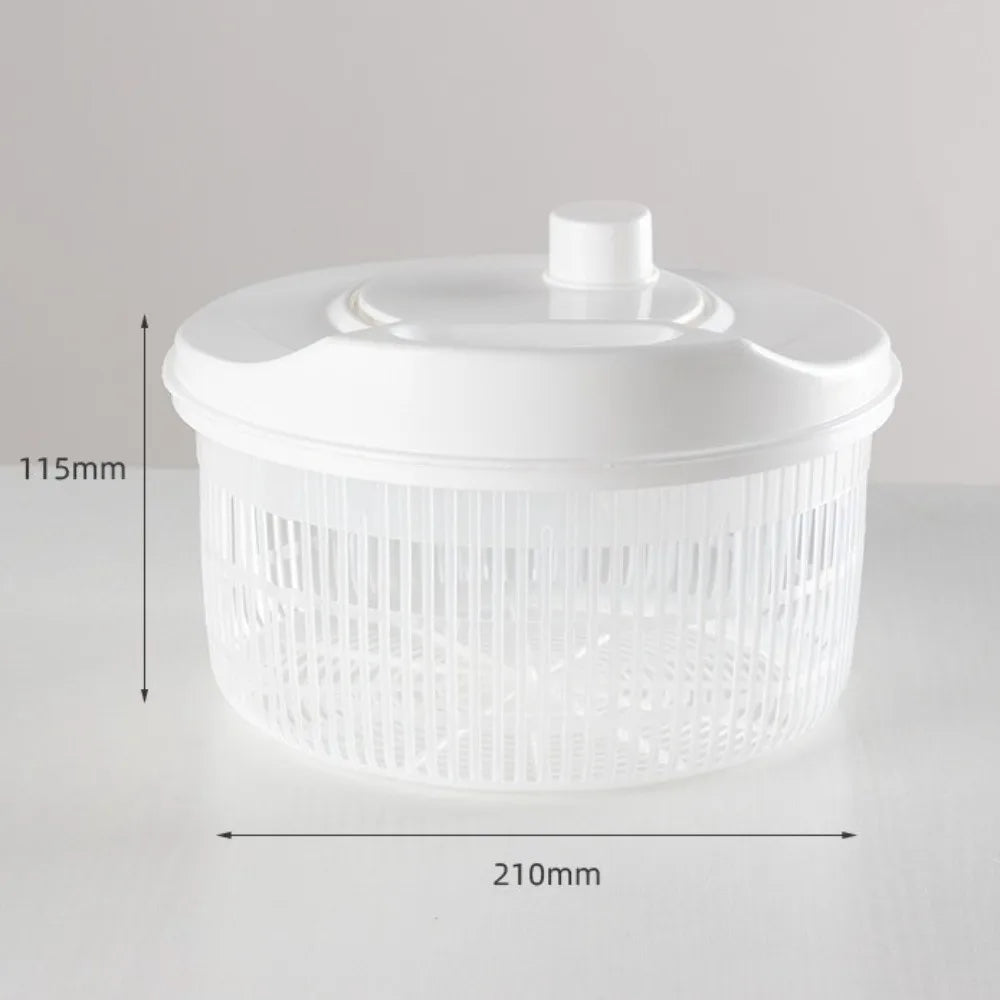 Centrifugadora manual blanca para verduras con canasto escurridor