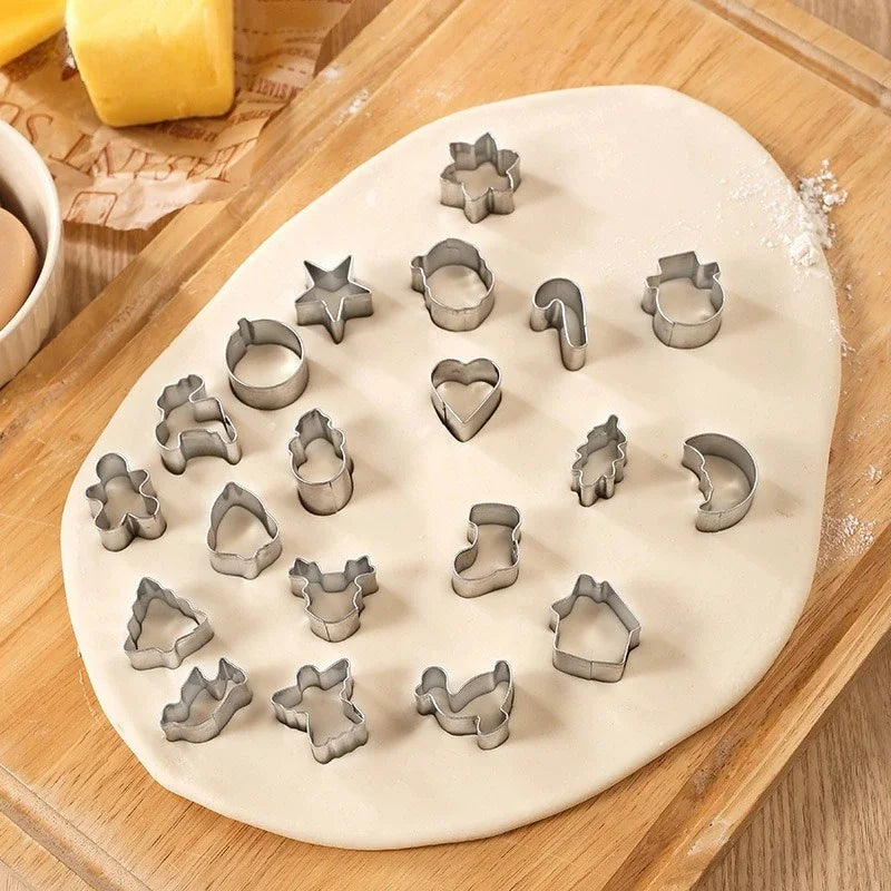 Set de 20 mini cortantes navideños de acero inoxidable para galletitas