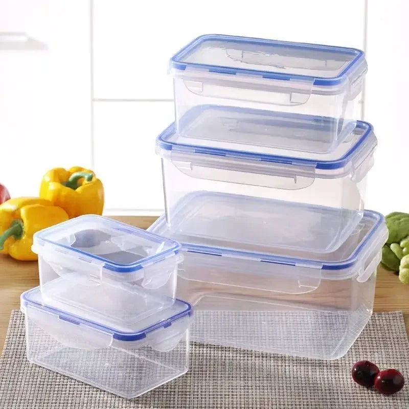 Recipiente rectangular de plástico con tapa para viandas