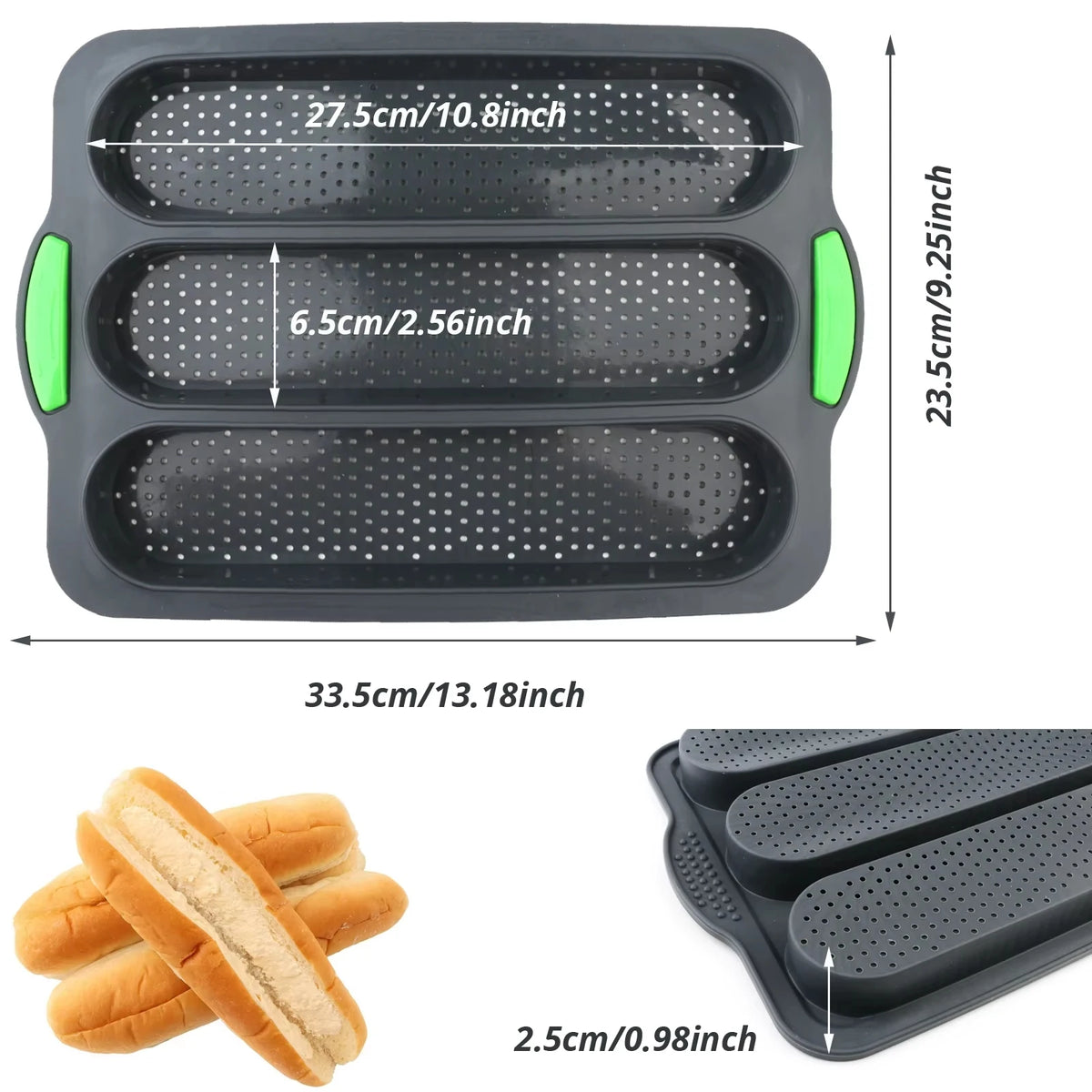 Molde de silicona para pan casero, baguettes y panes de hamburguesa
