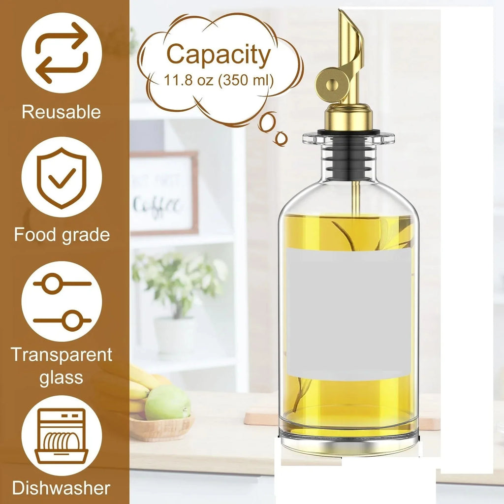 Aceitera de vidrio transparente para aceite y vinagre