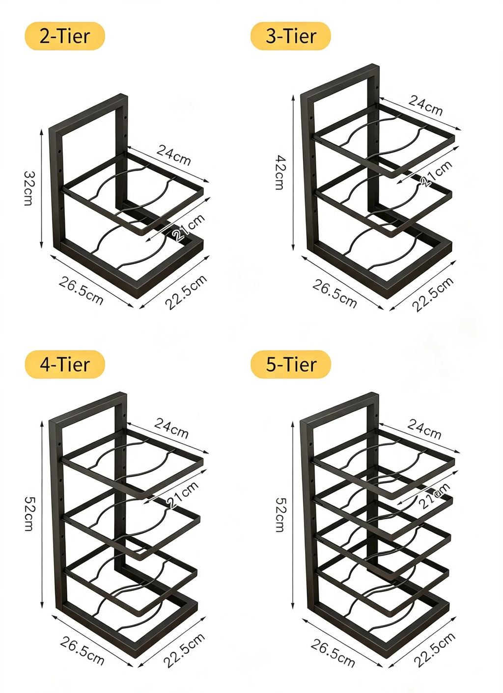 Organizador ajustable de acero para ollas y sartenes