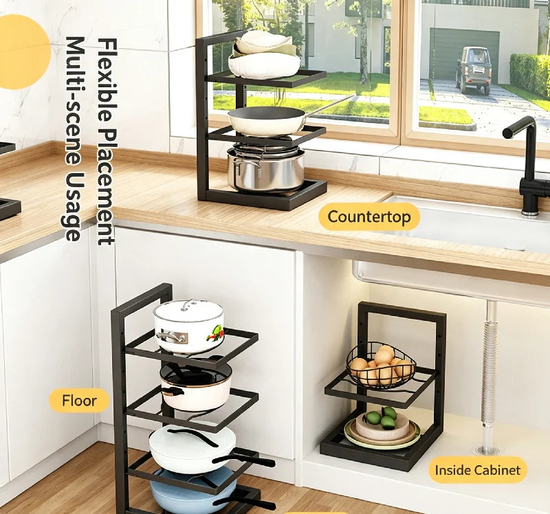 Organizador ajustable de acero para ollas y sartenes