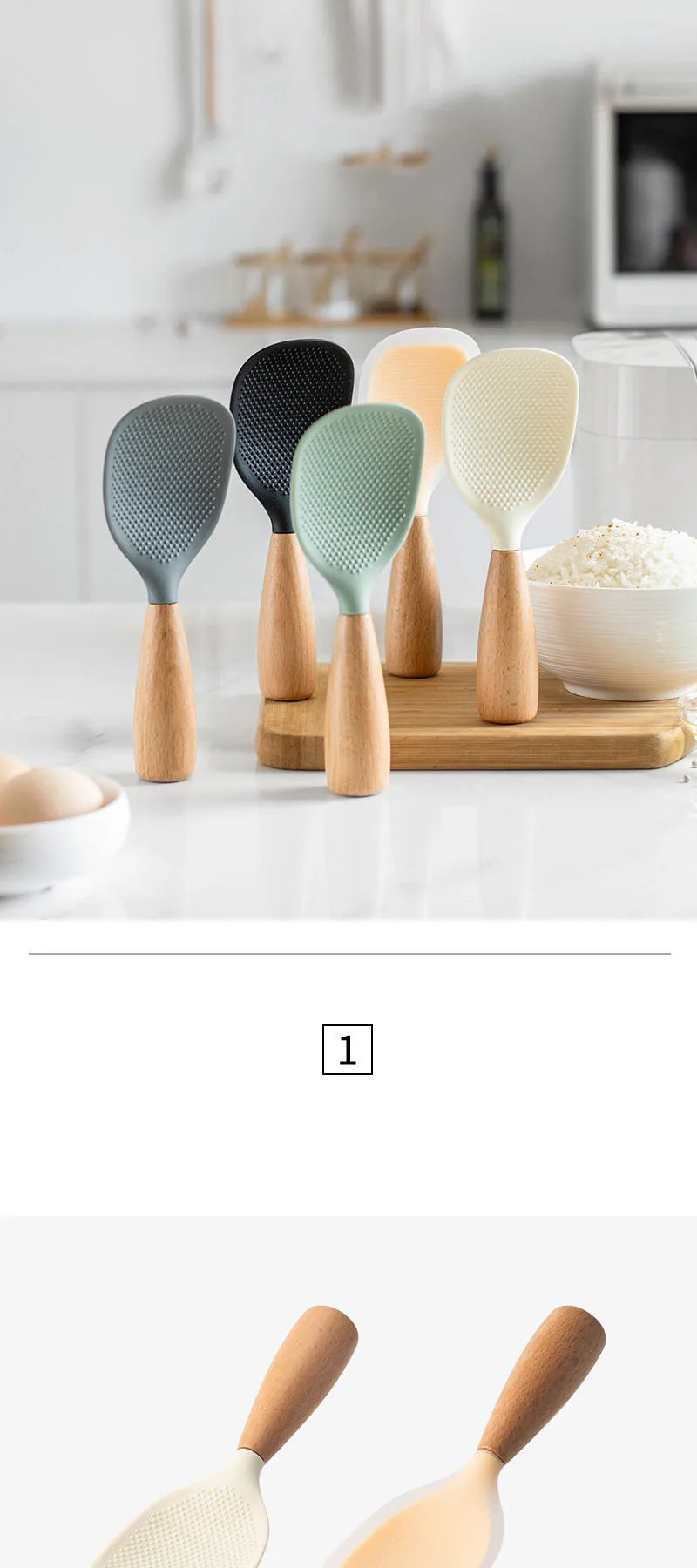Cuchara de silicona para cocinar y servir arroz