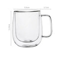 Taza de vidrio borosilicato de doble pared con asa