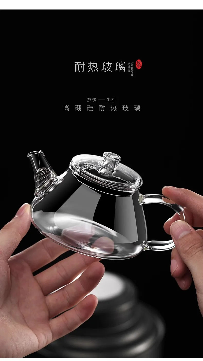 Mini tetera de vidrio resistente al calor con filtro para té