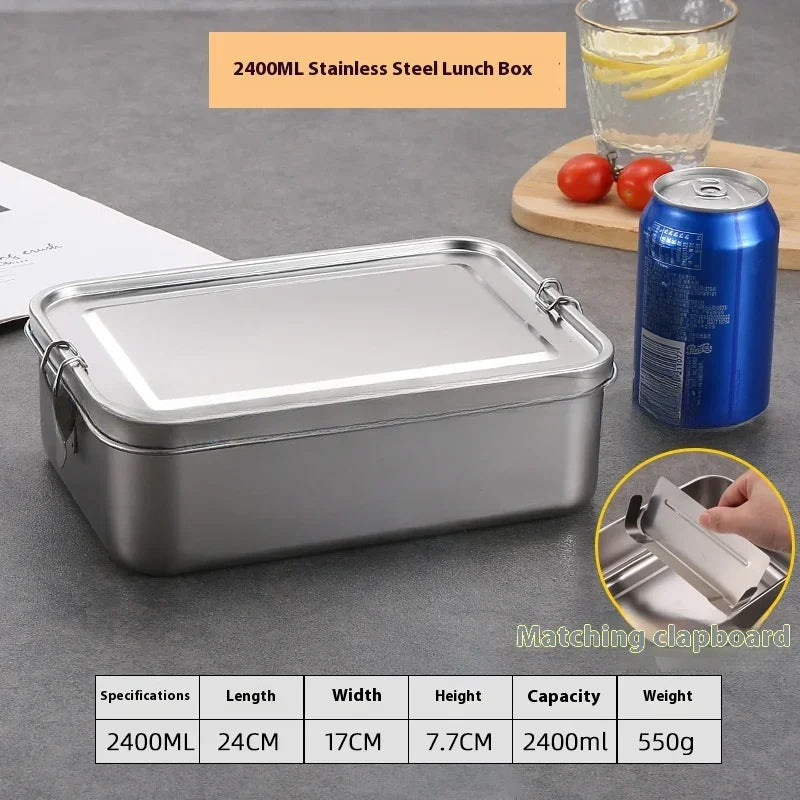 Vianda rectangular de acero inoxidable con cierre por clips