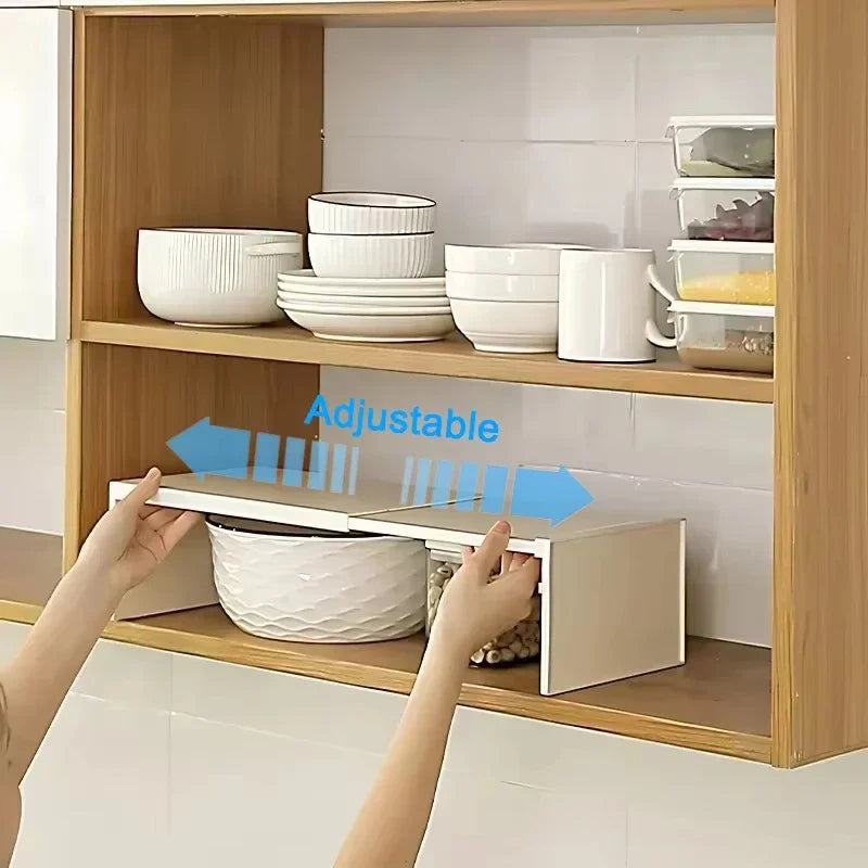 Estante divisor extensible blanco para alacena