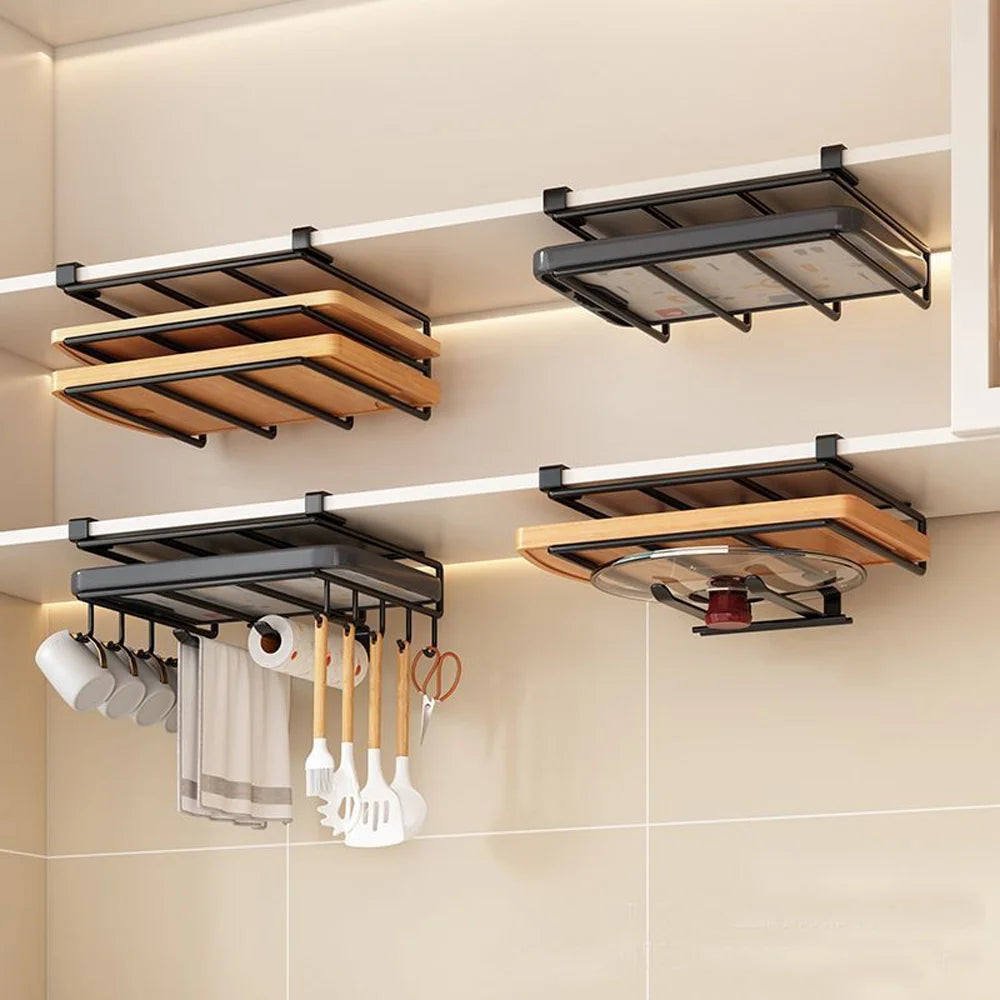 Estante organizador metálico bajo alacena para cocina
