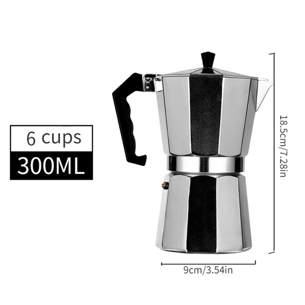 Cafetera italiana moka de aluminio con filtro reutilizable