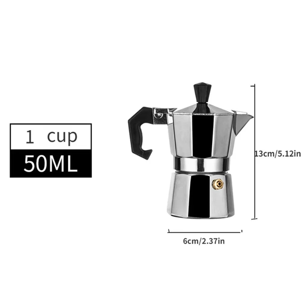 Cafetera italiana moka de aluminio con filtro reutilizable