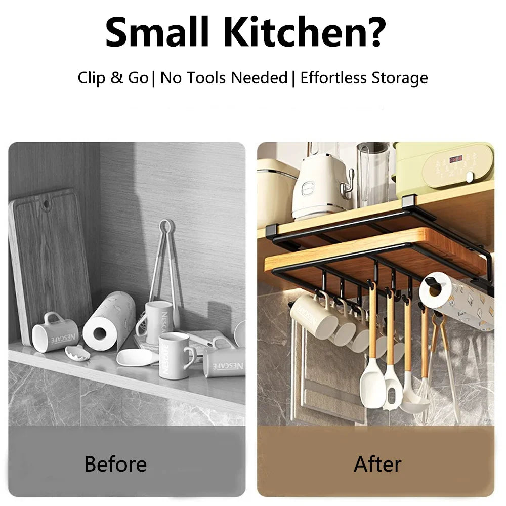 Estante organizador metálico bajo alacena para cocina