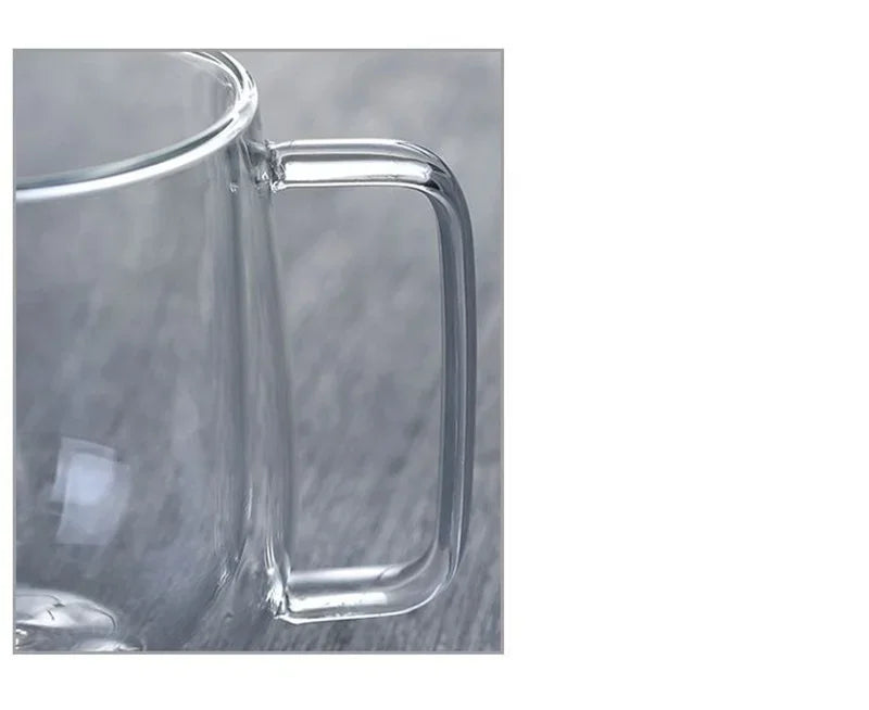 Taza de vidrio borosilicato de doble pared con asa