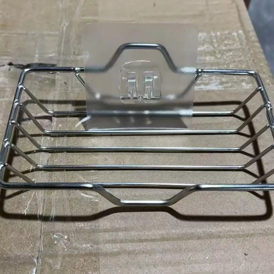 Jabonera de pared de acero inoxidable con fijación adhesiva