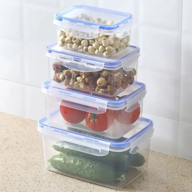 Recipiente rectangular de plástico con tapa para viandas