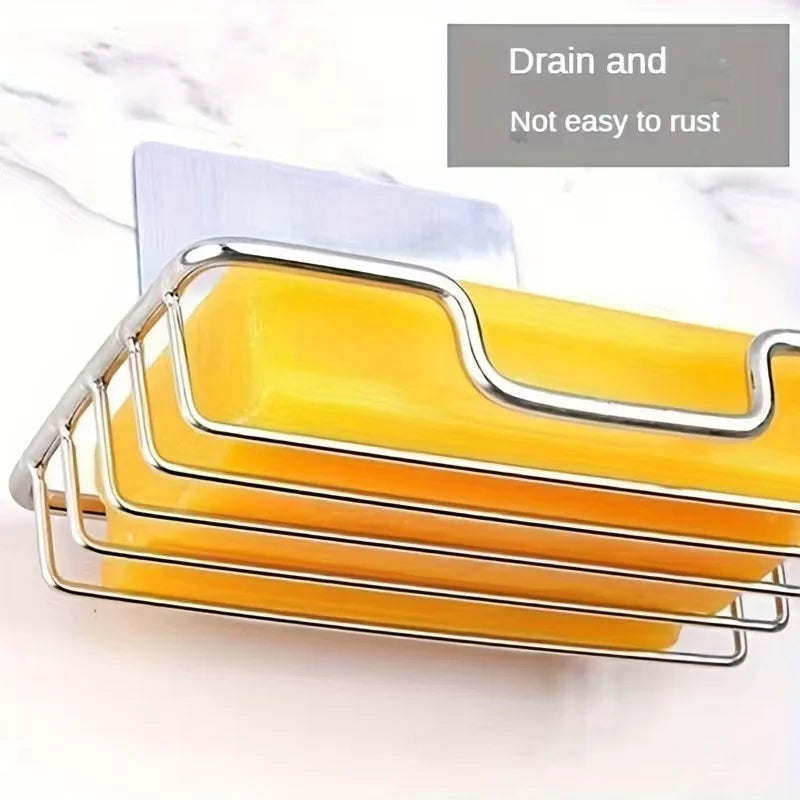 Jabonera de pared de acero inoxidable con fijación adhesiva