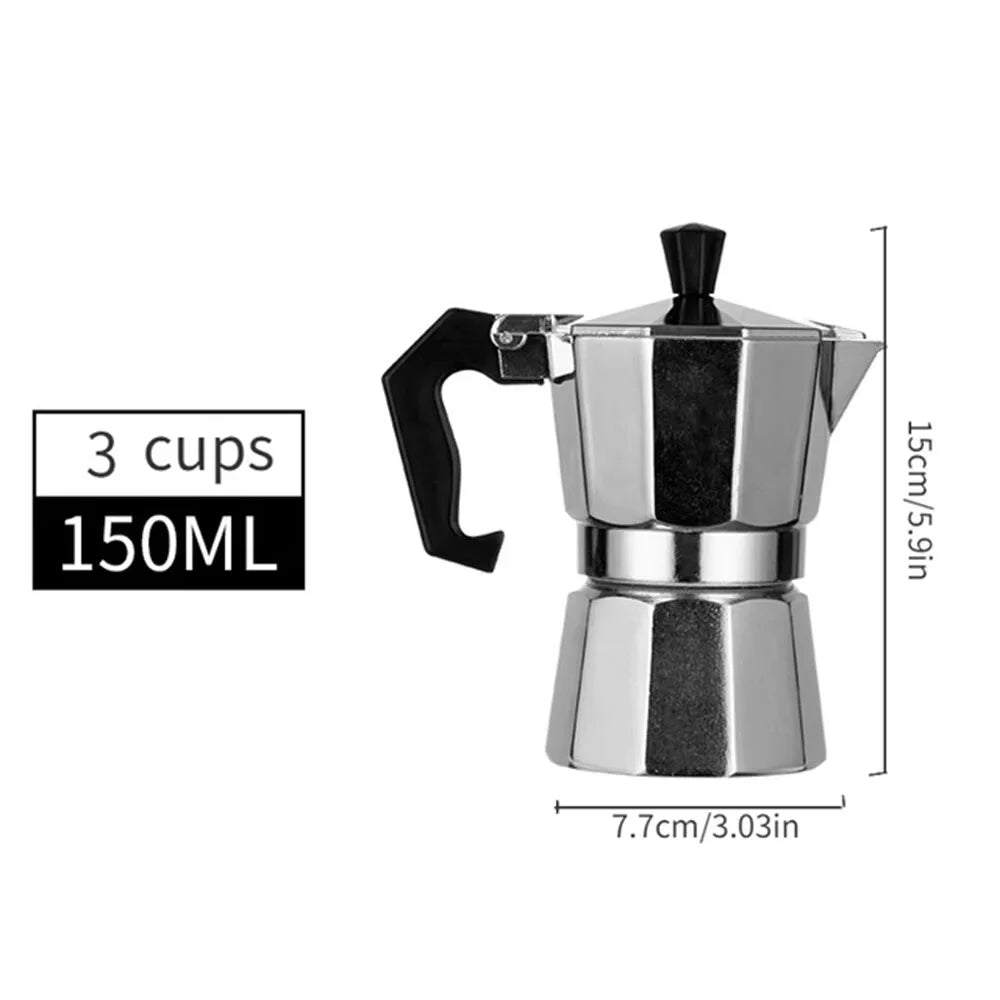Cafetera italiana moka de aluminio con filtro reutilizable