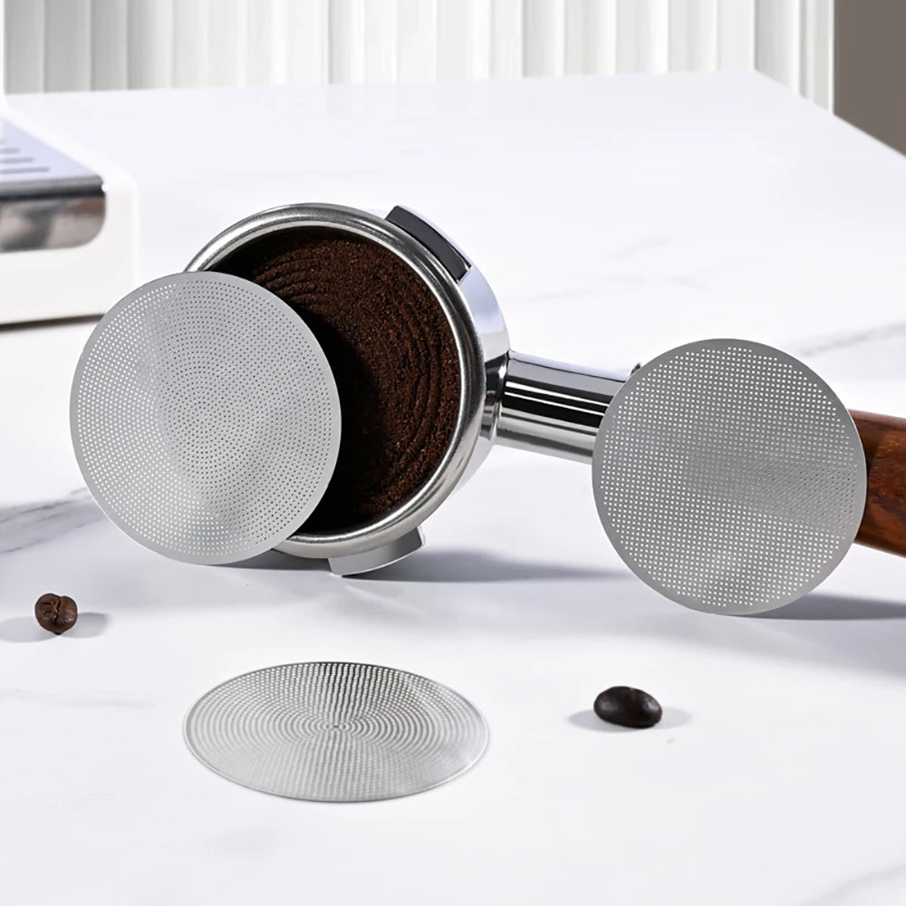 Filtro puck screen de acero inoxidable para espresso — 51, 53 y 58,5 mm