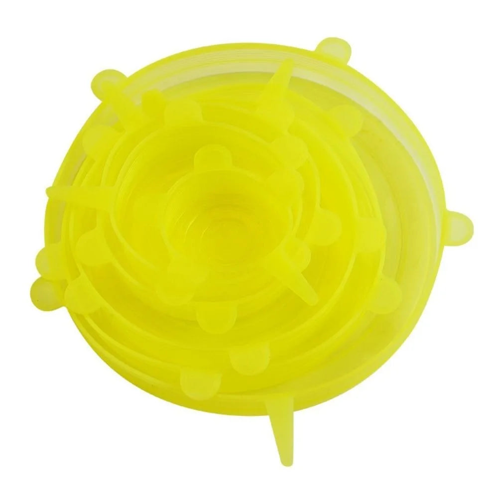 Set de 6 tapas flexibles reutilizables con pestañas de agarre