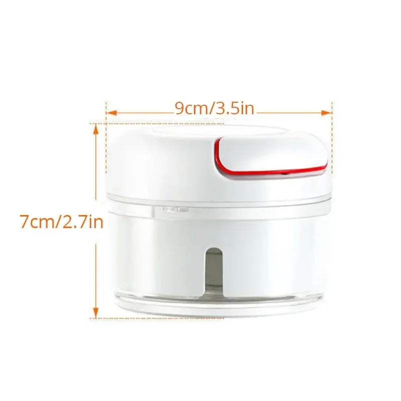 Picador manual de ajo a cuerda blanco de 9 × 7 cm