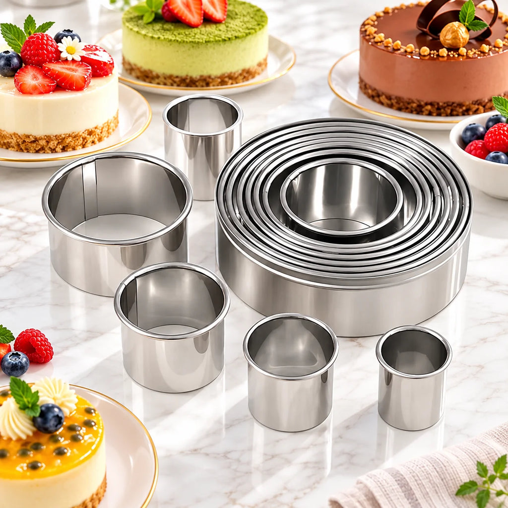 Set de cortantes redondos de acero inoxidable para galletitas y fondant