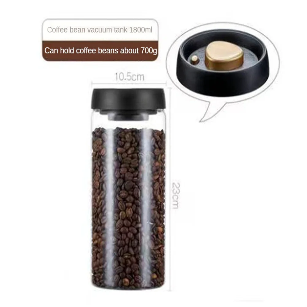 Frasco de vidrio para café y té con tapa de vacío a presión