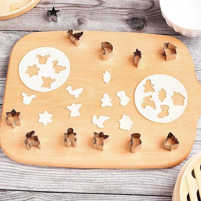 Set de 20 mini cortantes navideños de acero inoxidable para galletitas