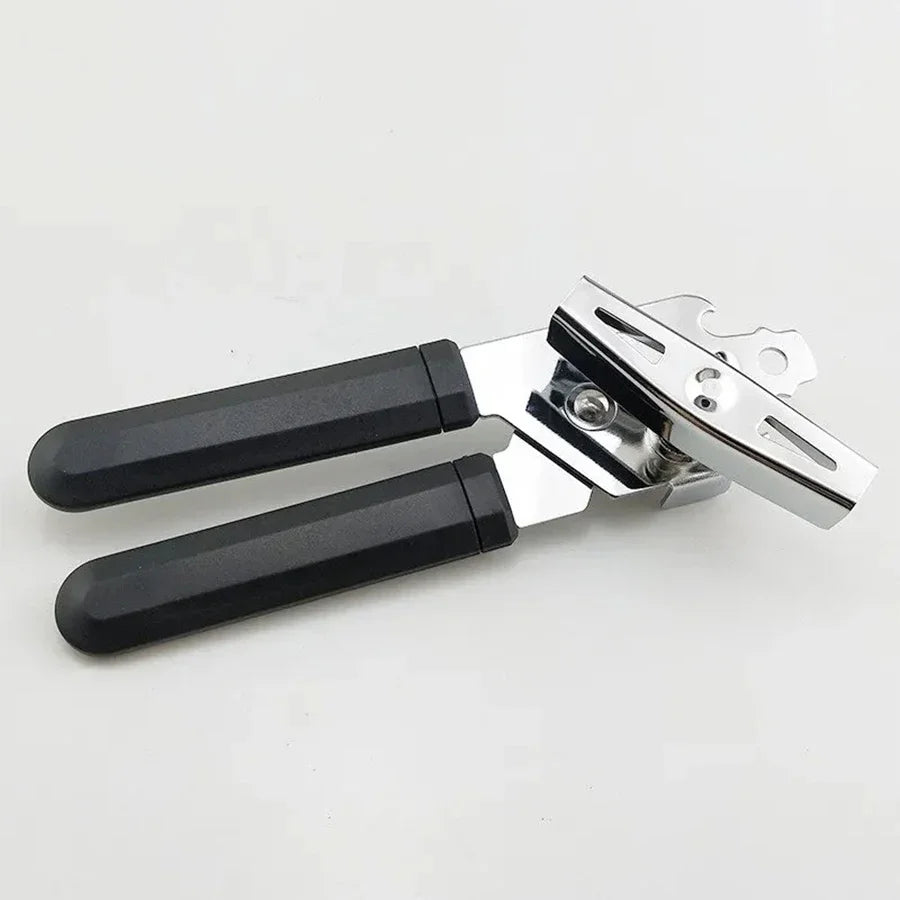 Abrelatas manual multifunción de acero inoxidable con destapador
