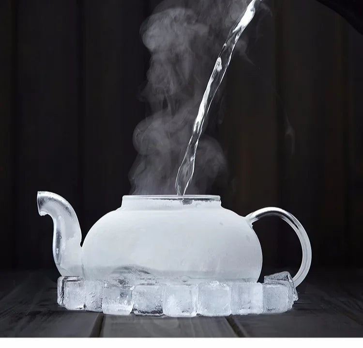 Tetera de vidrio borosilicato con infusor para té en hebras