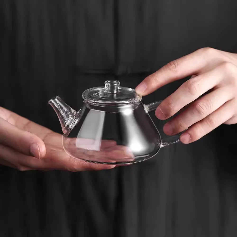 Mini tetera de vidrio resistente al calor con filtro para té