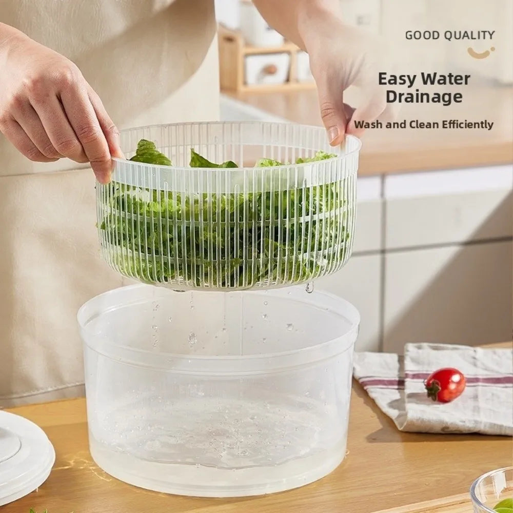 Centrifugadora manual blanca para verduras con canasto escurridor