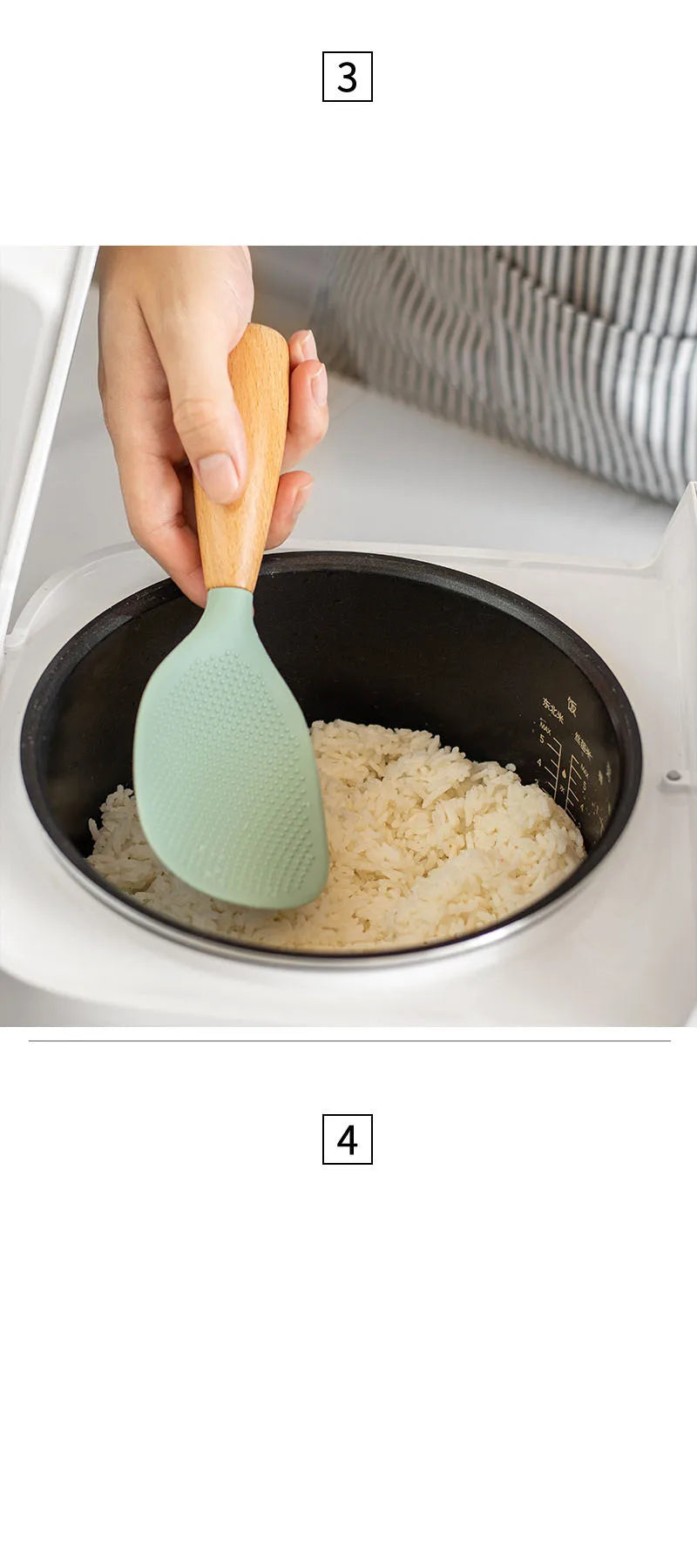 Cuchara de silicona para cocinar y servir arroz