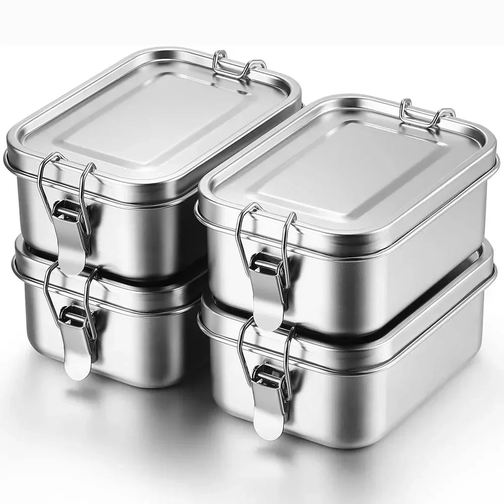 Vianda rectangular de acero inoxidable con cierre por clips