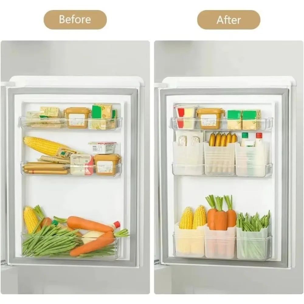 Set de 3 organizadores transparentes de plástico para heladera