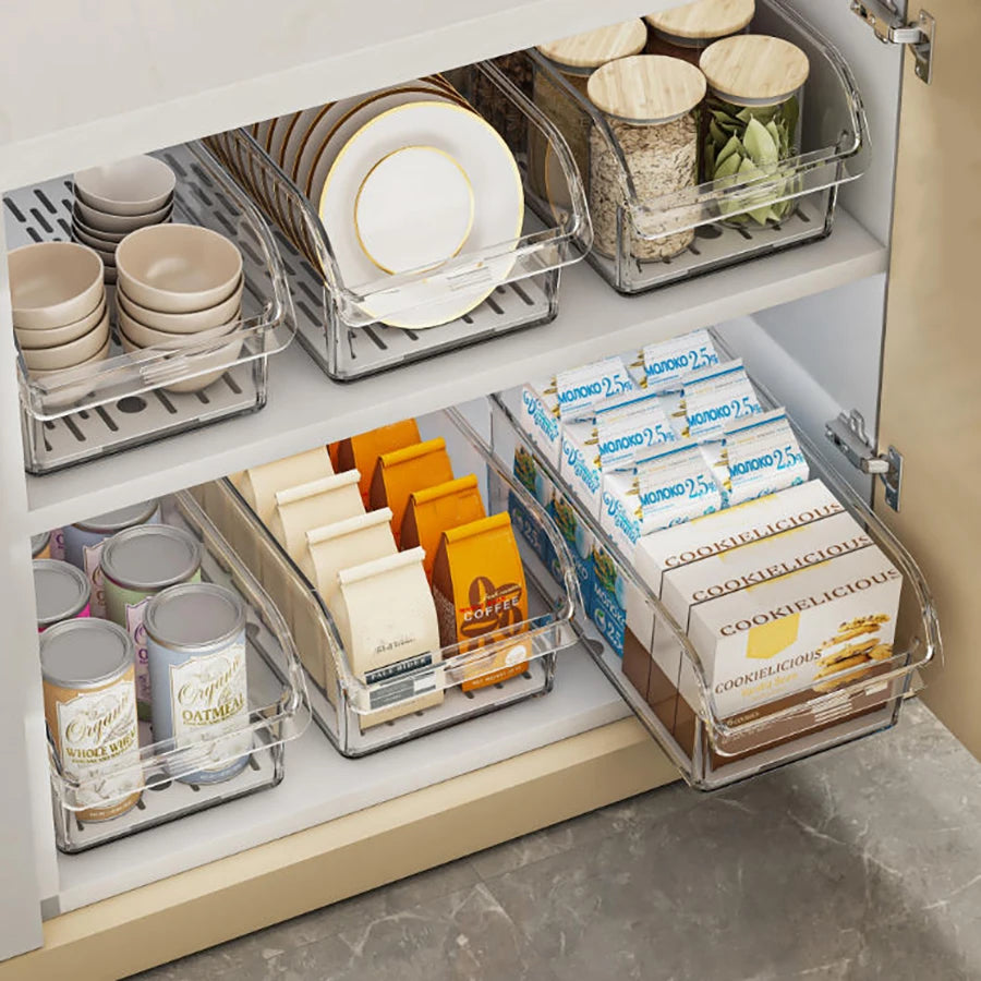 Organizador transparente rectangular para heladera